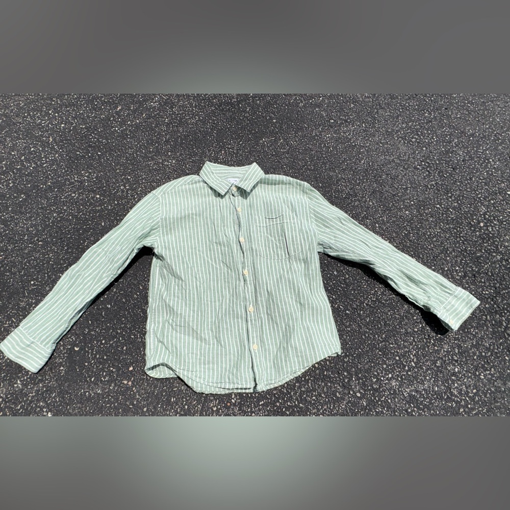 Zara | Mint Striped | Collared Shirt | Size 8 | Linen Blend
